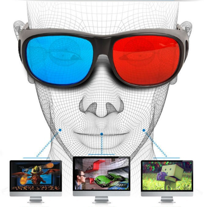 3D glasses/Red Blue Cyan 3D glasses Anaglyph 3D Plastic glasses for PC