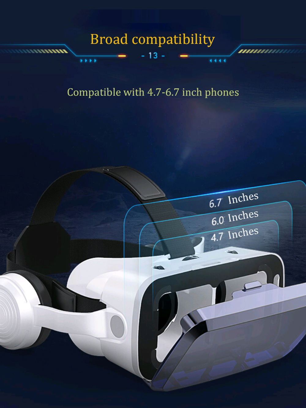 Virtual Reality 3D Smart Glasses Helmet for Mobile Cell Phone Smartphones 6.7 Inch Lenses Binoculars