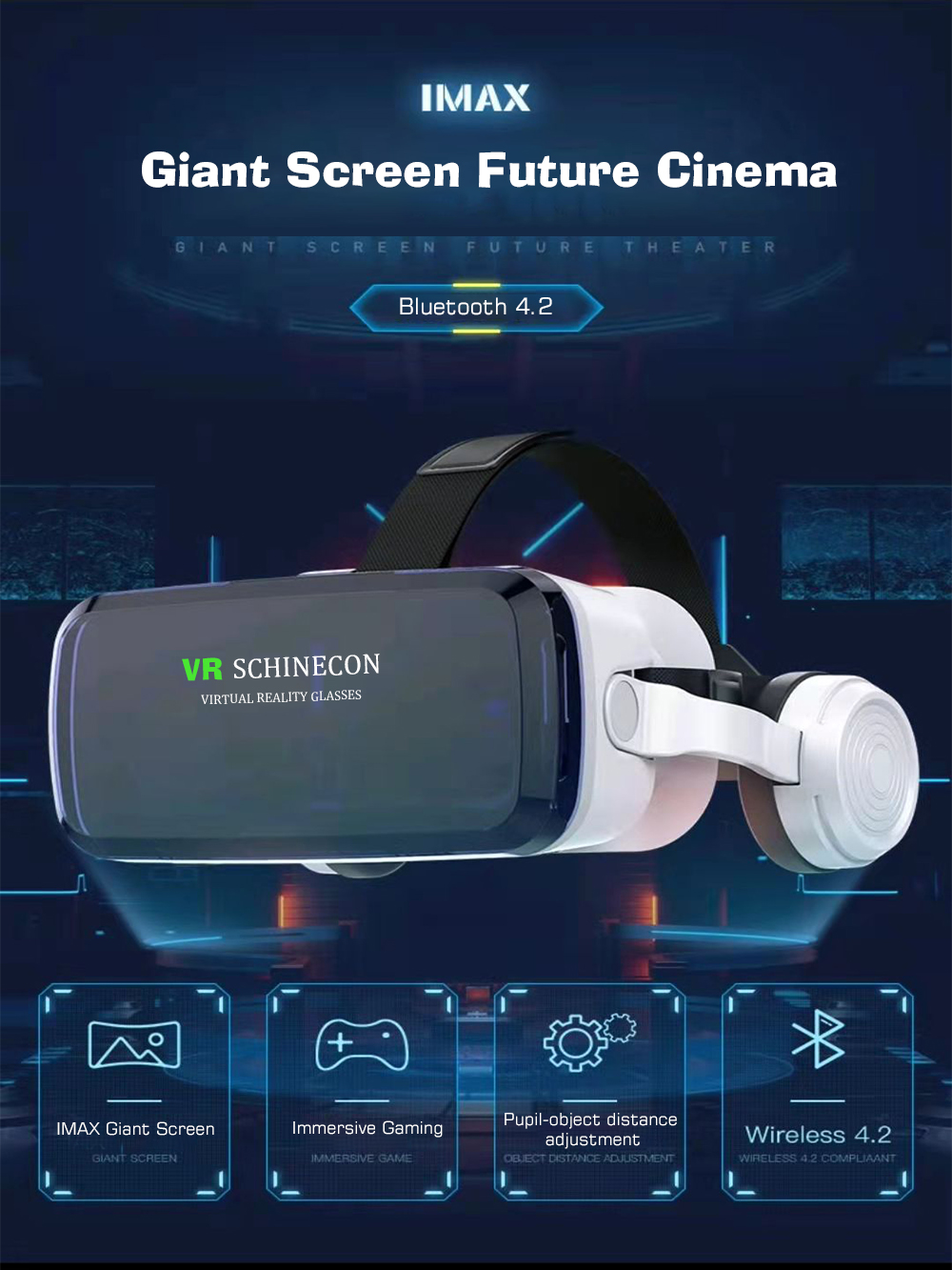 Virtual Reality 3D Smart Glasses Helmet for Mobile Cell Phone Smartphones 6.7 Inch Lenses Binoculars