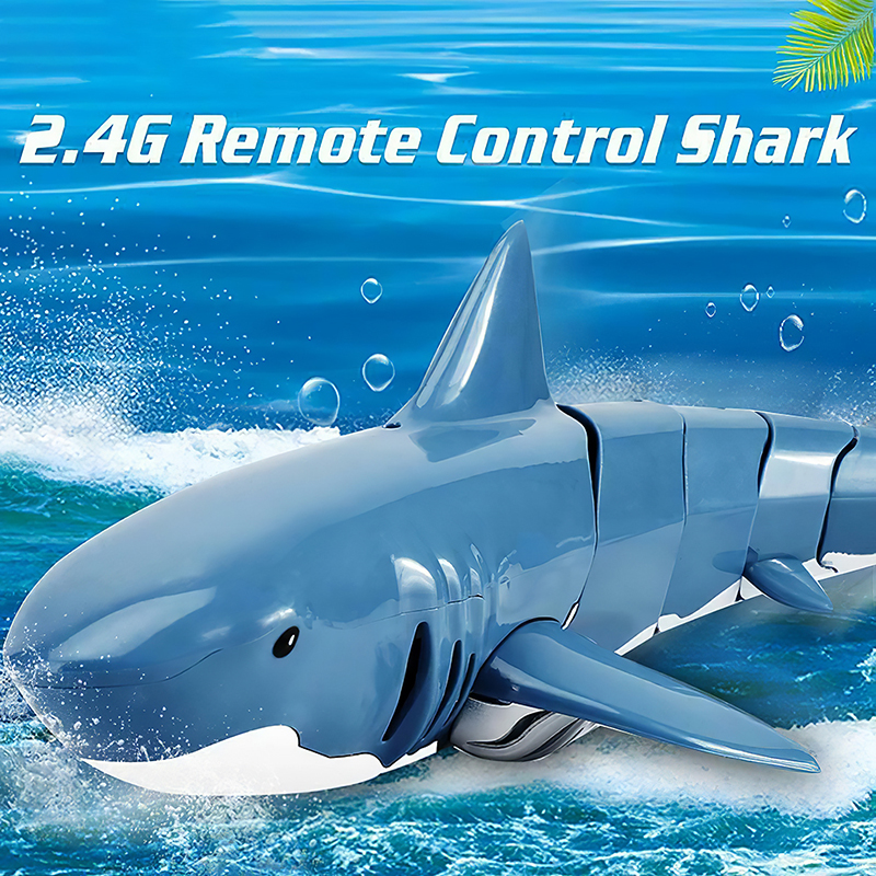 2.4G RC Shark Fish Boat Robot Radio Simulation Waterproof Model Electronic Remote Control Swimming Animal Toys For Children Gift