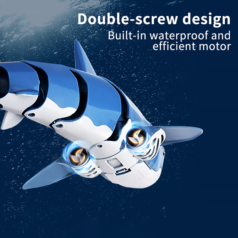2.4G RC Shark Fish Boat Robot Radio Simulation Waterproof Model Electronic Remote Control Swimming Animal Toys For Children Gift