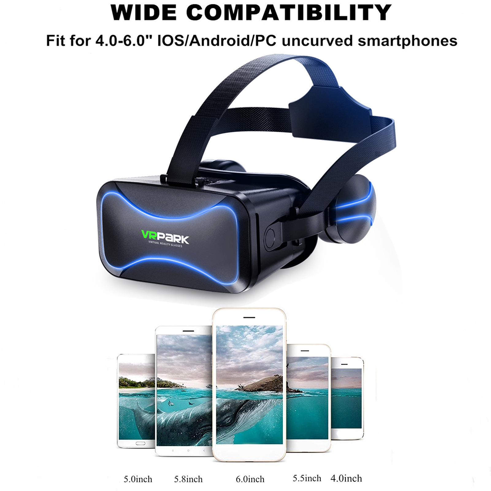 3D Virtual Reality VR Headset Smart Glasses Helmet For Smartphones Cell Phone Mobile3.5-6 Inches Lenses Binoculars With Controll