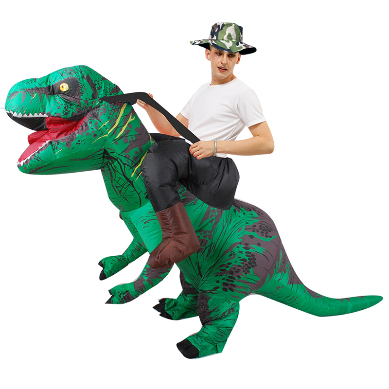 Fancy Mascot Dinosaur Inflatable Costume for Adult Man Woman Ride on Dino Costumes Halloween Cosplay Dress Christmas T-rex Suit