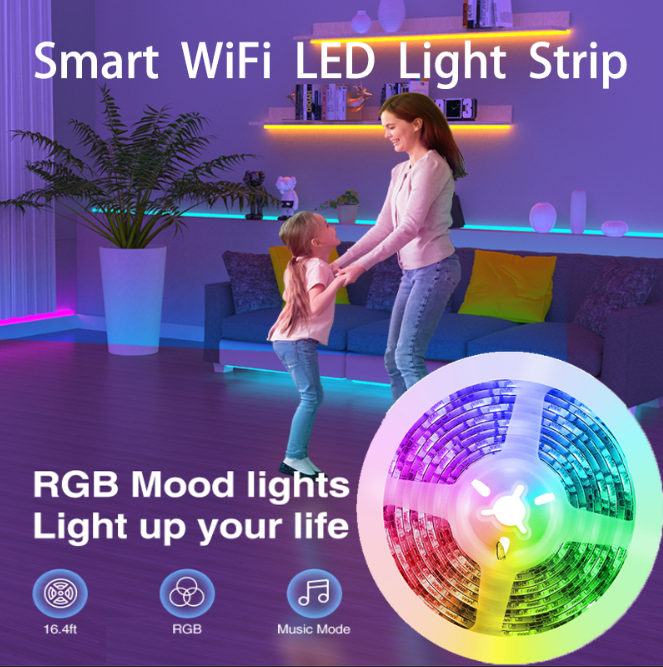 RGB Smart WiFi LED Light Strip 10W 5050 LED With Music Syncing Tuya/Smart Life/Gosund App Control Smart LED Strips