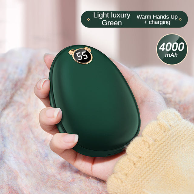 Hand Warmer USB Power Bank Rechargeable Electric Hand Warmer HeaterMini Pocket Warmer Digital Display Cartoon 4000mah