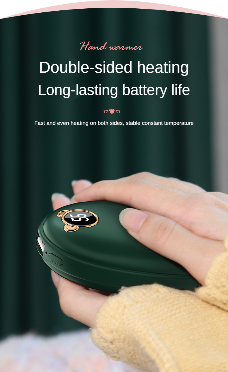 Hand Warmer USB Power Bank Rechargeable Electric Hand Warmer HeaterMini Pocket Warmer Digital Display Cartoon 4000mah