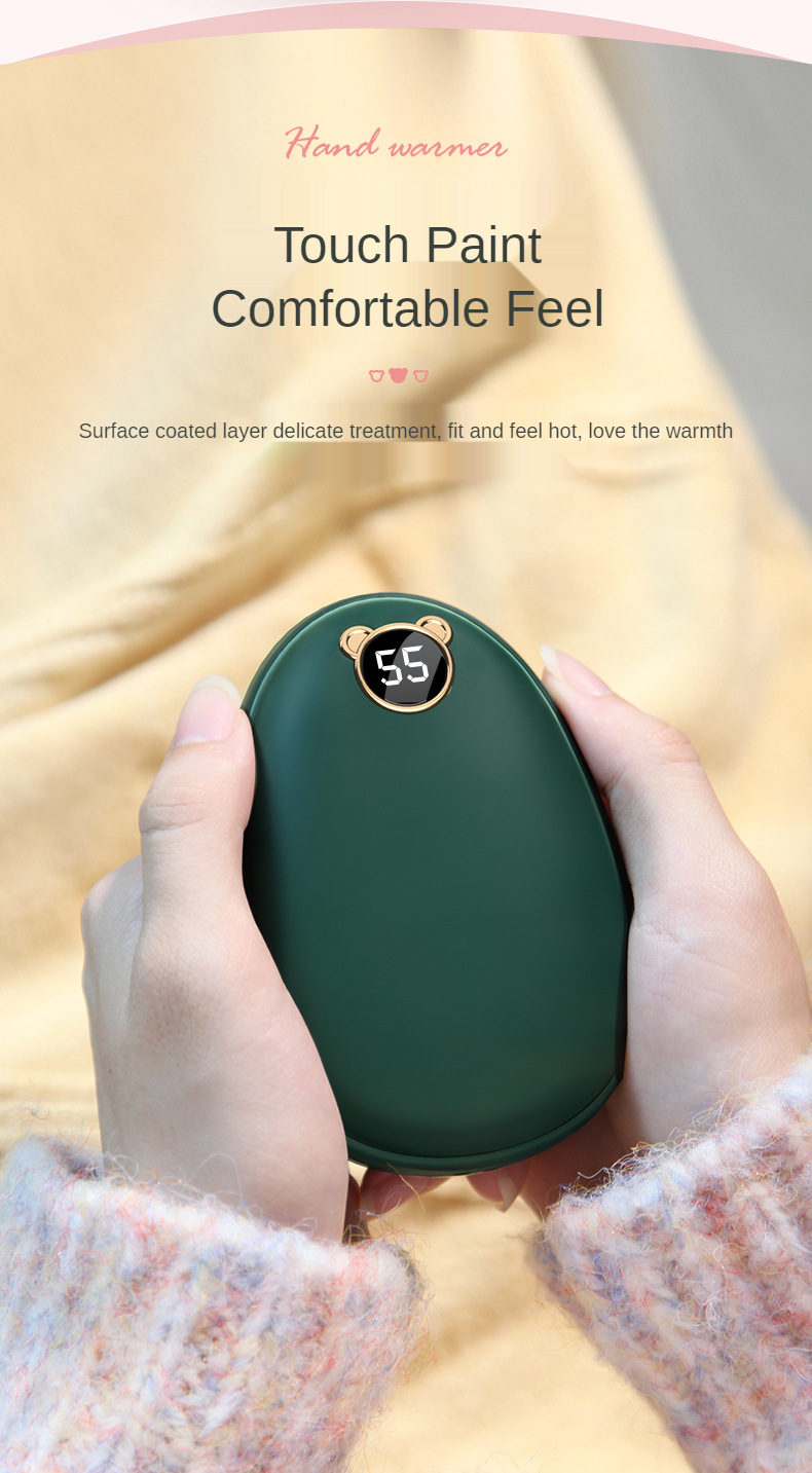 Hand Warmer USB Power Bank Rechargeable Electric Hand Warmer HeaterMini Pocket Warmer Digital Display Cartoon 4000mah