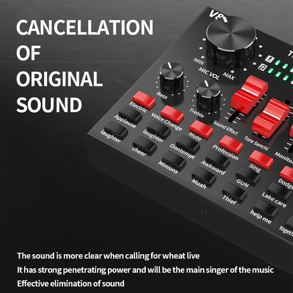 V8S Sound Card Live Broadcast DSP USB Rechargeable Music Recording External Stereo