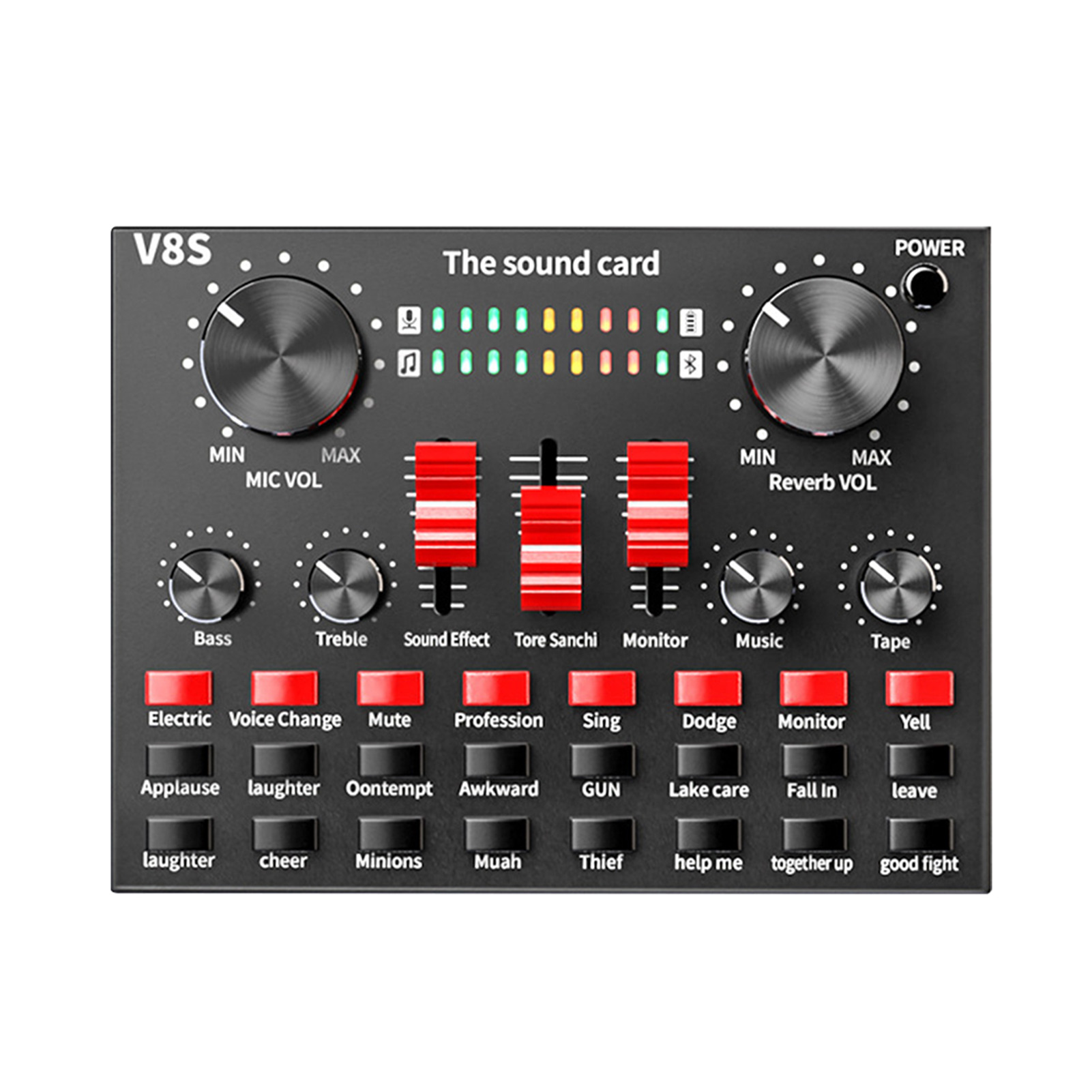 V8S Sound Card Live Broadcast DSP USB Rechargeable Music Recording External Stereo