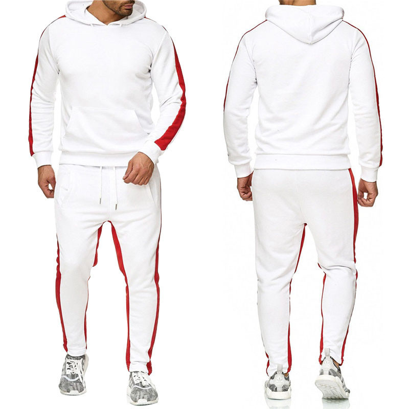 Men's new casual slim hip-hop European and American style hoodie solid color sweatshirt sweatpants suit