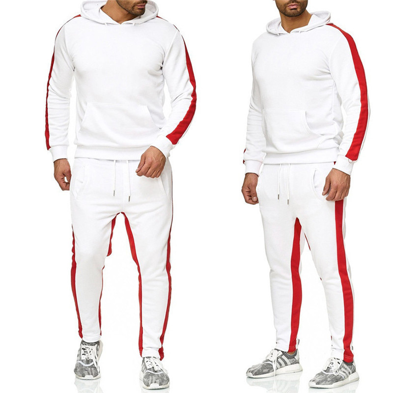 Men's new casual slim hip-hop European and American style hoodie solid color sweatshirt sweatpants suit