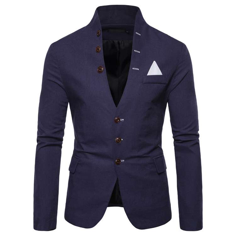 New suit fashion men's clothing spring multi-button decoration men's casual stand-up collar suit 9710