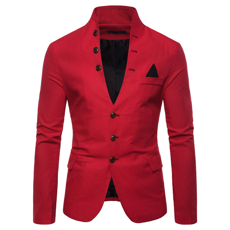 New suit fashion men's clothing spring multi-button decoration men's casual stand-up collar suit 9710