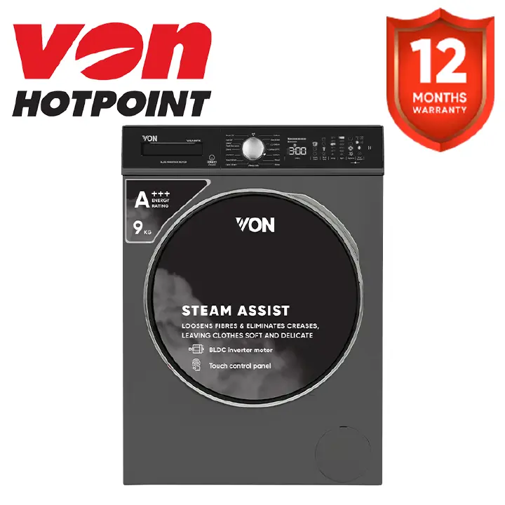 Von 15 wash programs Steam assist function Overflow protection VALW-09FVK Front Load Washing Machine 9KG Touch control panel