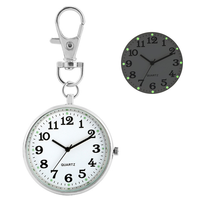 Luminous Display Keychain Nurse Pocket Watches Arabic Numerals Pendant Clock Gifts for Nurse Doctor