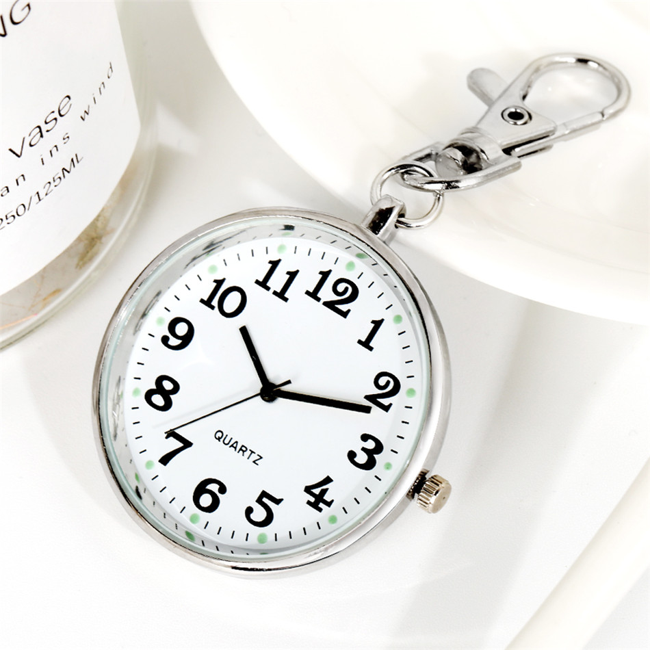 Luminous Display Keychain Nurse Pocket Watches Arabic Numerals Pendant Clock Gifts for Nurse Doctor