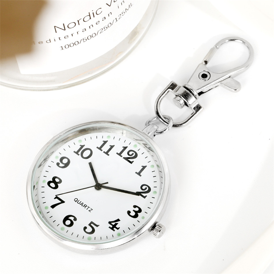 Luminous Display Keychain Nurse Pocket Watches Arabic Numerals Pendant Clock Gifts for Nurse Doctor