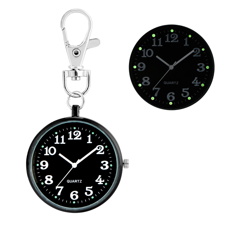 Luminous Display Keychain Nurse Pocket Watches Arabic Numerals Pendant Clock Gifts for Nurse Doctor