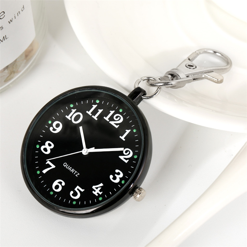 Luminous Display Keychain Nurse Pocket Watches Arabic Numerals Pendant Clock Gifts for Nurse Doctor