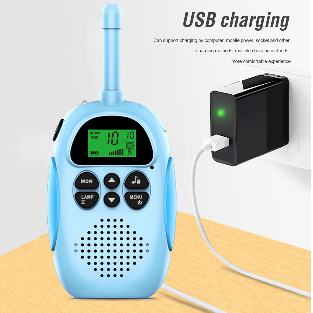 2PCS Cute Mini Walkie Talkie 22 Channel Children Portable Two Way 10 Call Tones Radio Transceiver