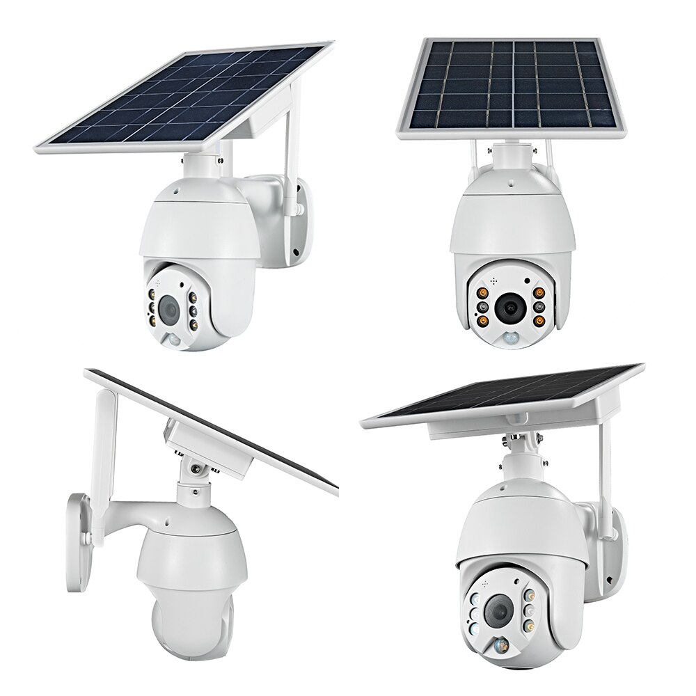 HD 5MP Solar Power Panel WiFI Solar Outdoor IP Dome Camera CCTV 5X Zoom AI PIR Detect Intercom Audio