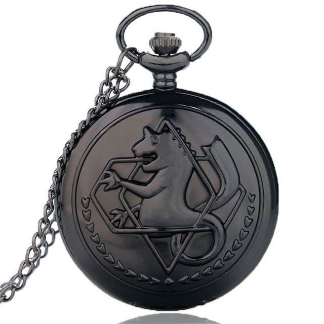 Metal Alchemist Dull Polish Theme Pocket Watch Quartz Fob Pendant Clock Gifts Steampunk Pocket Chain Pocket Watches for Men