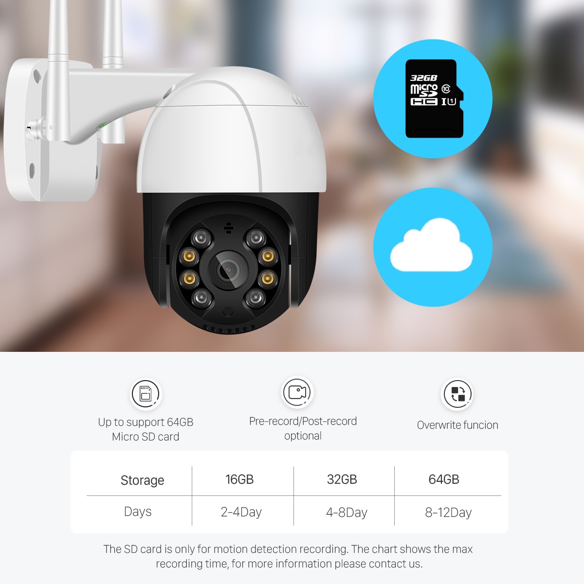 5MP PTZ Wifi IP Camera CCTV Outdoor PTZ 4X Zoom Wireless Camera P2P Audio Security