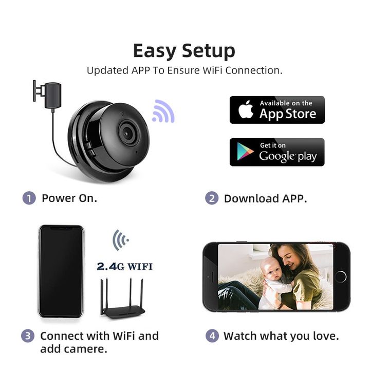 Security Cameras CCTV Night Vision Motion Detection TF Card Slot Systems Mini WiFi Camera Home