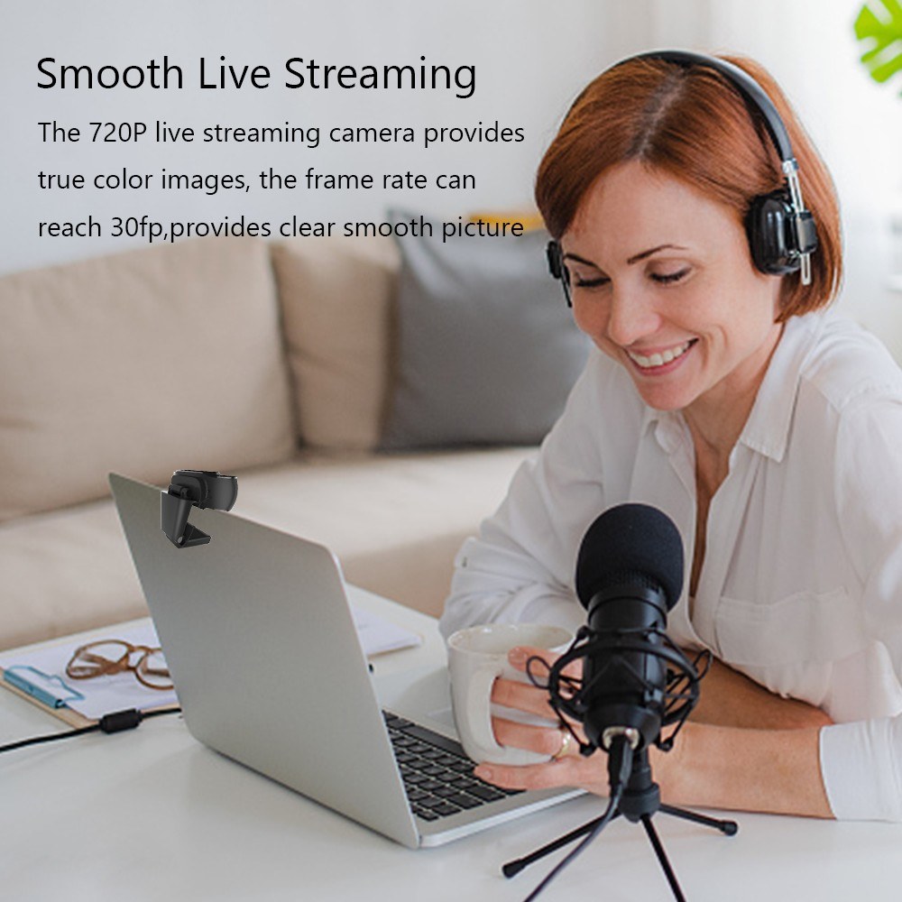 Camera with Microphone for Online Teaching Video Calling Conferencing Game 720P Webcam Computer USB