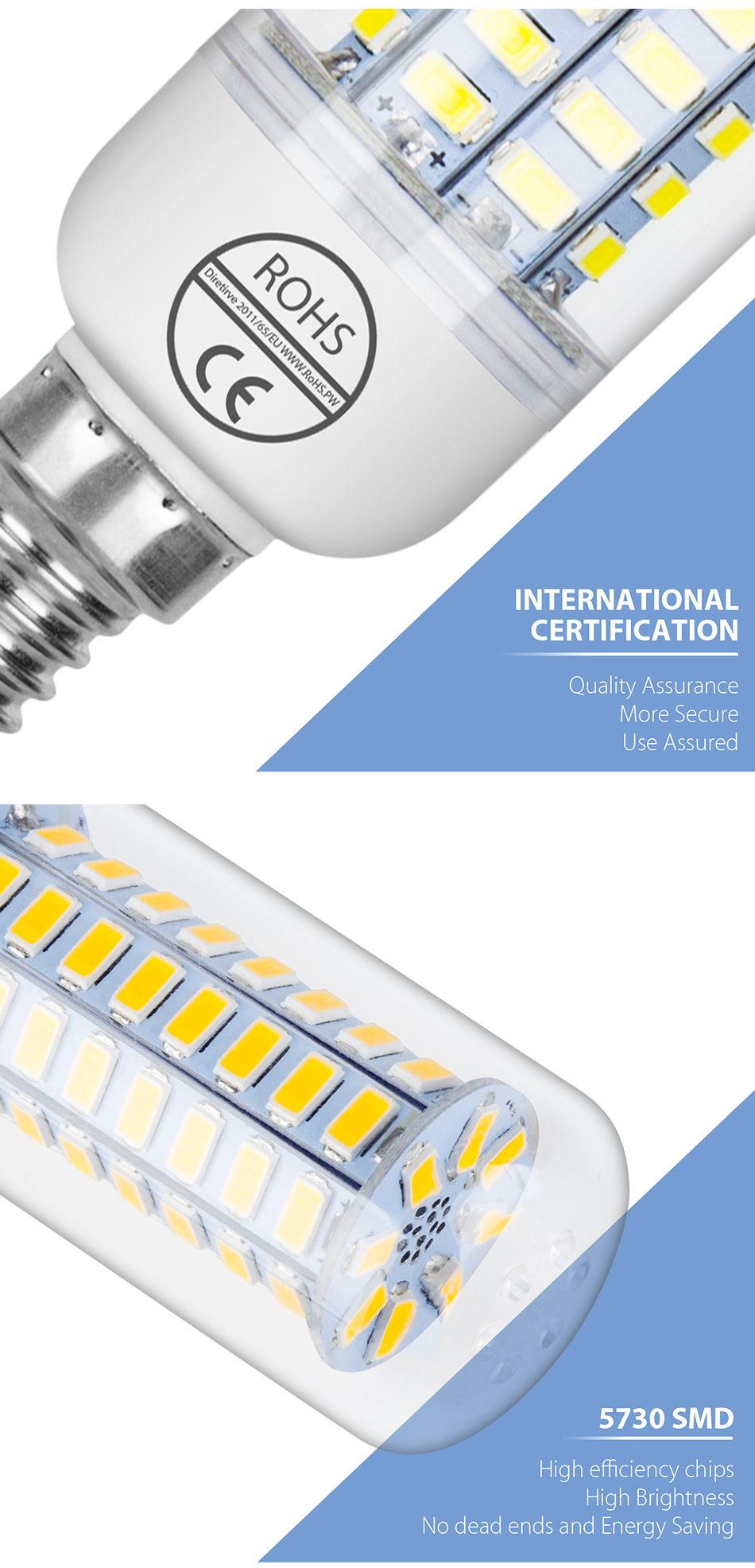 220V E14 Corn Lamp Candle GU10 LED Lamp Lampada LED Light For Home 5730 Chandelier Light
