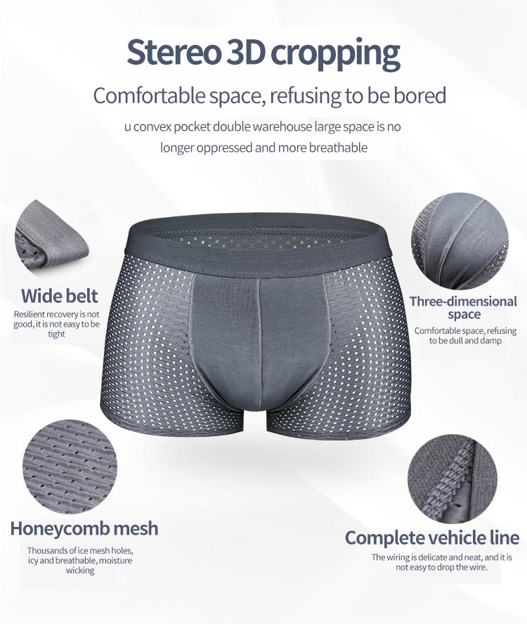 4 pcs/lot men&apos;s underwear ice silk breathable and comfortable Modal mesh boxer briefs Panties Deep