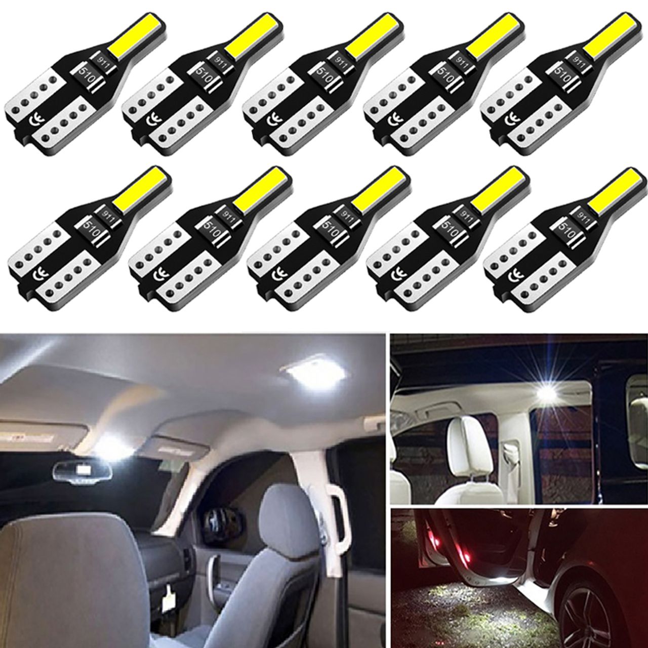 10pcs LED W5W T10 Led Parking Bulb Auto Wedge For Jeep Renegade Wrangler JK Grand Cherokee