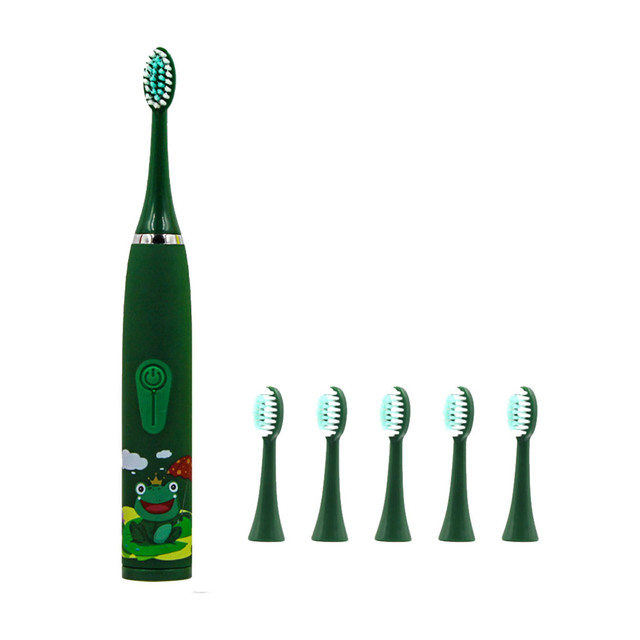Electric Toothbrush Kids Tooth brush IPX7 USB Rechargeable 6 Replacement Brush Heads Oral Cleaning