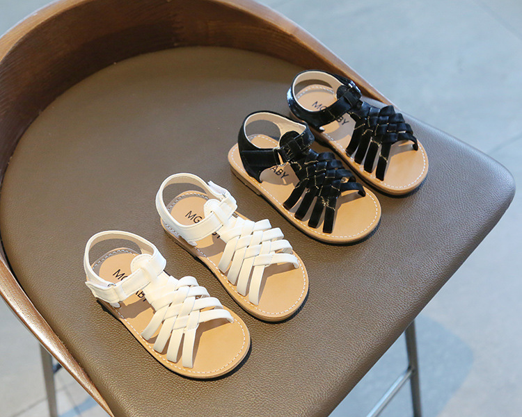 Children's woven sandals fashion casual shoes soft baby girl beach shoes summer new style 2021