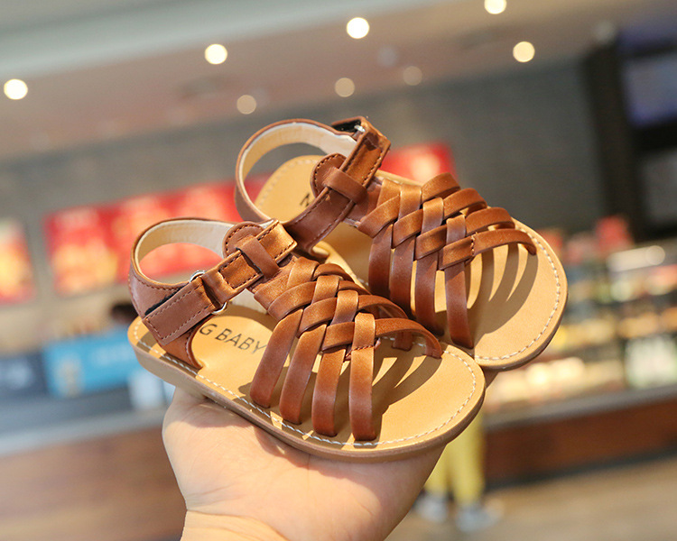 Children's woven sandals fashion casual shoes soft baby girl beach shoes summer new style 2021