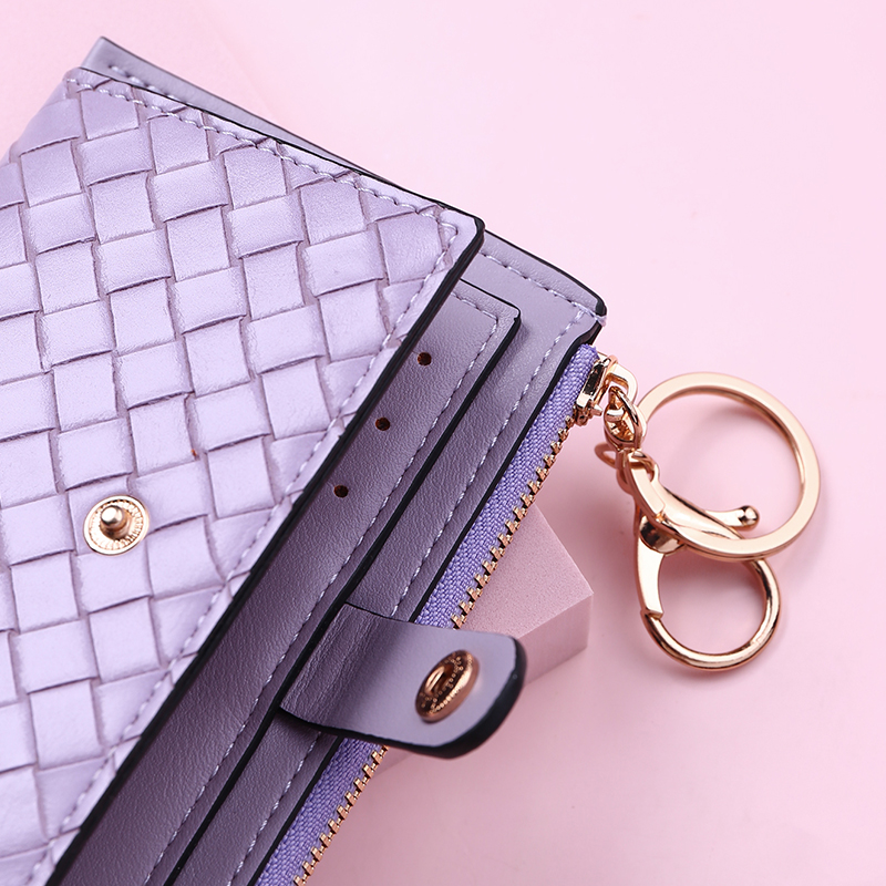 2021 New Fashion Weave Women Wallet Leather Coin Purse Money Clip Wallet Clutch Card Bag Holder