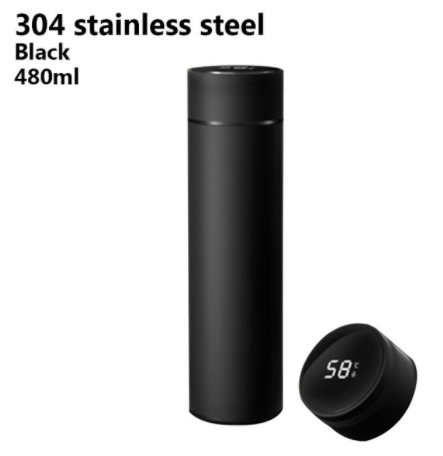 480ML Smart Thermos Stainless Steel 316 Water Bottle With Straw Led Digital Temperature Display Coffee Thermal Mugs Gifts Cup