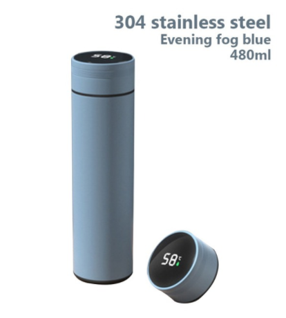 480ML Smart Thermos Stainless Steel 316 Water Bottle With Straw Led Digital Temperature Display Coffee Thermal Mugs Gifts Cup