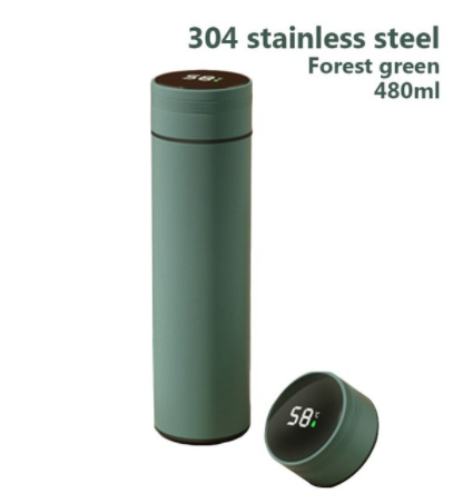 480ML Smart Thermos Stainless Steel 316 Water Bottle With Straw Led Digital Temperature Display Coffee Thermal Mugs Gifts Cup