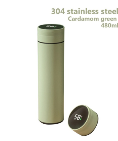 480ML Smart Thermos Stainless Steel 316 Water Bottle With Straw Led Digital Temperature Display Coffee Thermal Mugs Gifts Cup