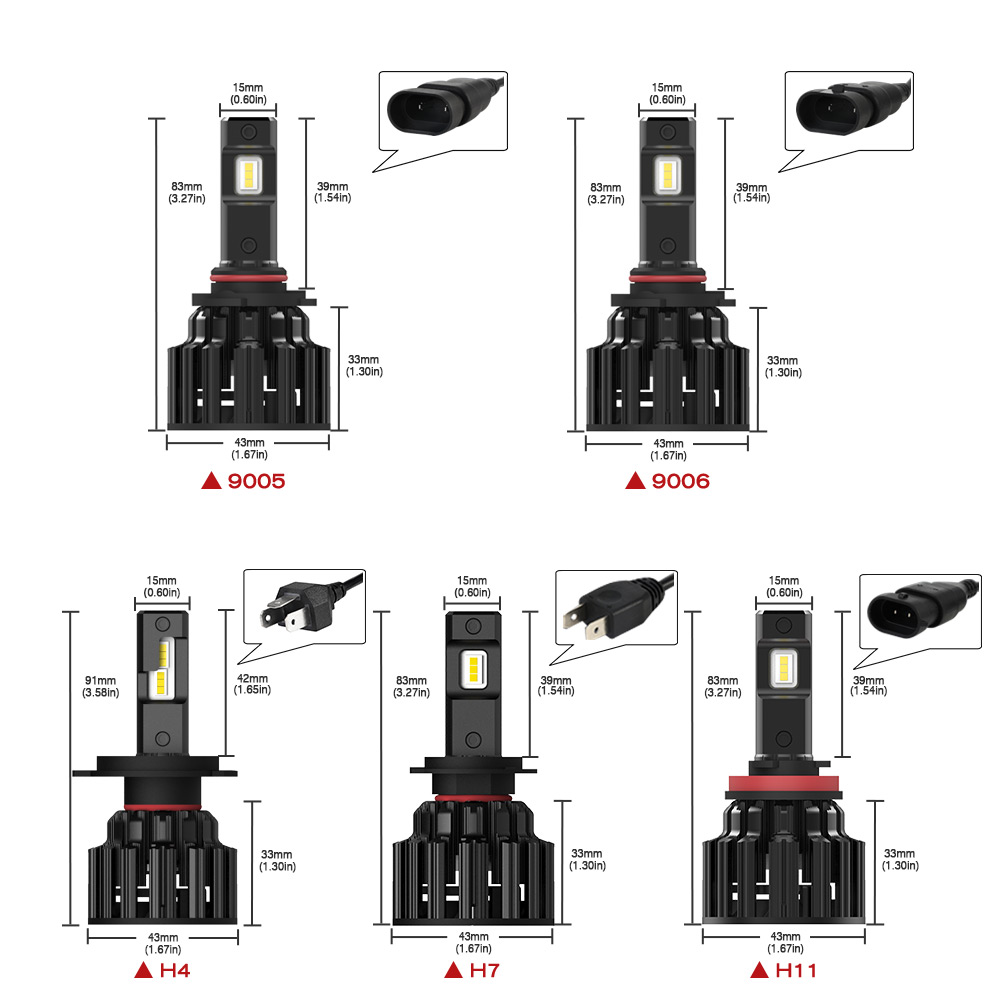 NOVSIGHT Led Car Headlight Bulbs H7 H4 H11 H8 H9 9005 9006 Auto Headlamp 90W 15000LM 6000K White Decoder Car Light