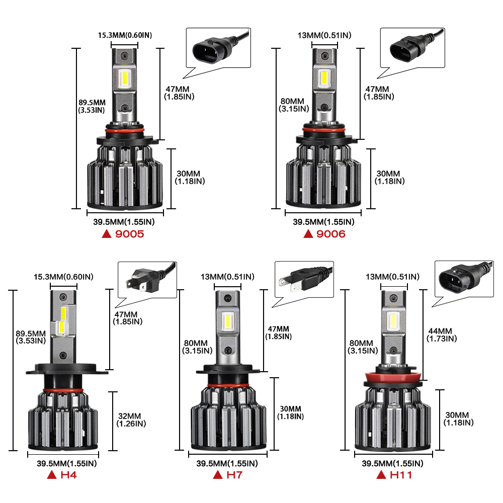 NOVSIGHT Led Car Headlight Bulbs H7 H4 H11 H8 H9 9005 9006 Auto Headlamp 90W 15000LM 6000K White Decoder Car Light