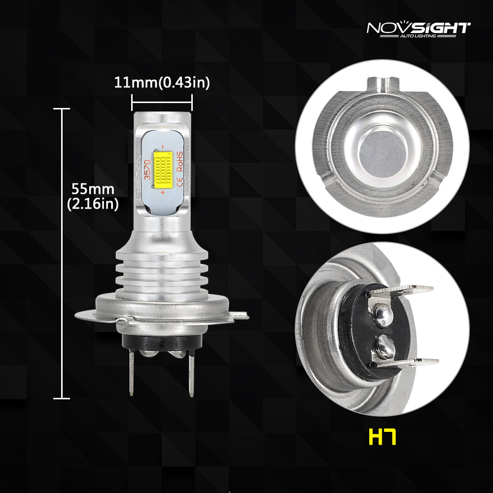100W/Pair 6500K White LED Bulb Motorcycle H7 Headlight Lamp