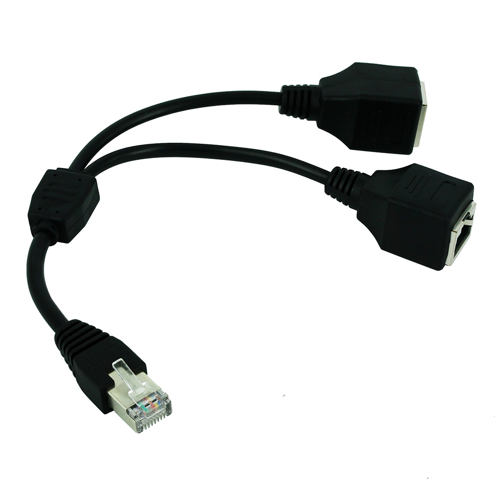 RJ45 1 Male to 2 Female Socket Port LAN Ethernet Network Splitter Y Stable Transmission Cat5e Cat5 Cat6 Easy Adapter Cable
