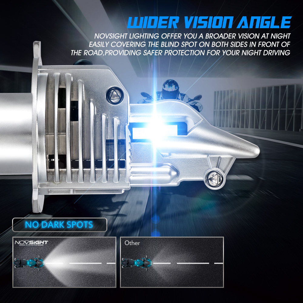 Novsight Motorcycle Headlight H4 Led 6000LM Motorbike Light 35W Super White 6500K Moped Scooter Outdoor Lighting Hi-Lo lights