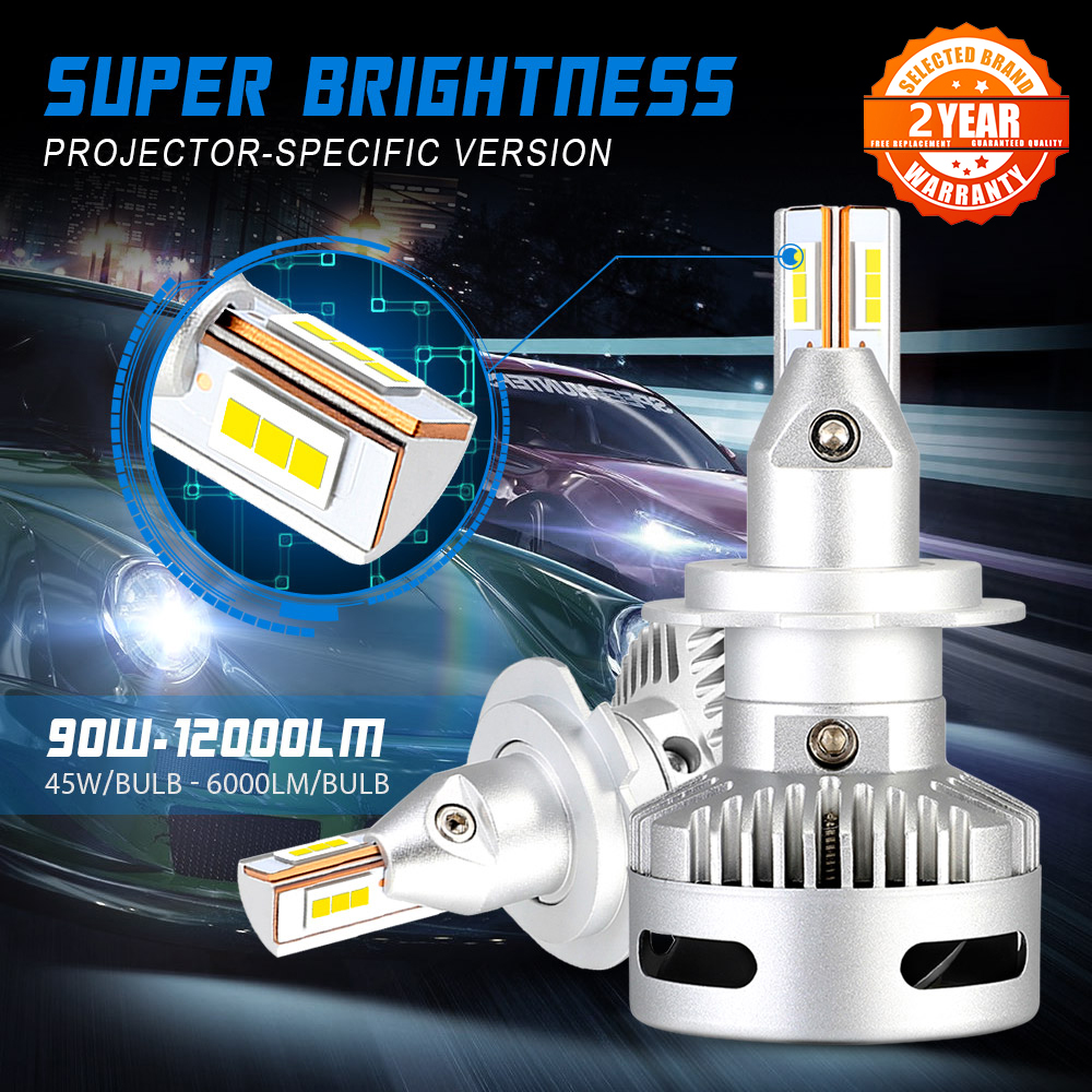 NOVSIGHT Car Projector Headlight H7 Led H7 H11 9005/9006 9012 D5 D2/D4 D1/D3/D8 90W 12000LM 6500K Auto Headlamp Fog Light Bulbs