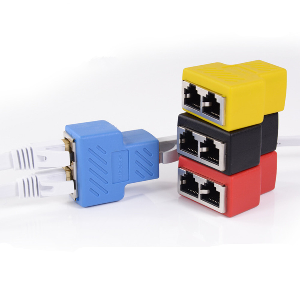 1 To 2 Ways RJ45 Coupler Ethernet LAN Network Splitter Double Female Ports Connector Extender Adapter For Cat5/5e/6/7 Converters