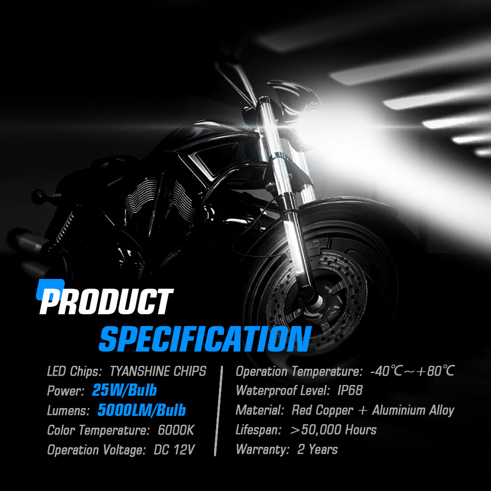 NOVSIGHT Motorcycle Headlight Bulb Led H4 H7 H11 1:1 Mini Size Design 6000K White 5000LM 25W 12V Motorcycle Headlamp Bulbs