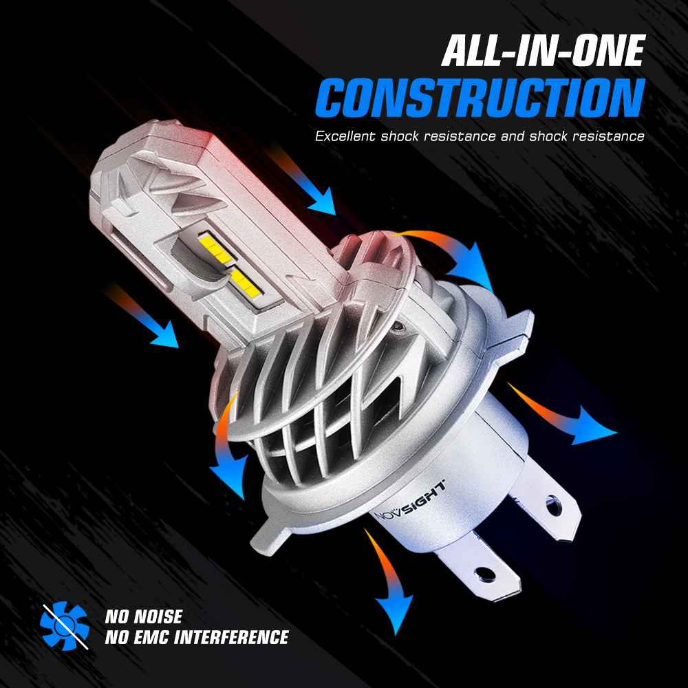 NOVSIGHT Motorcycle Headlight Bulb Led H4 H7 H11 1:1 Mini Size Design 6000K White 5000LM 25W 12V Motorcycle Headlamp Bulbs