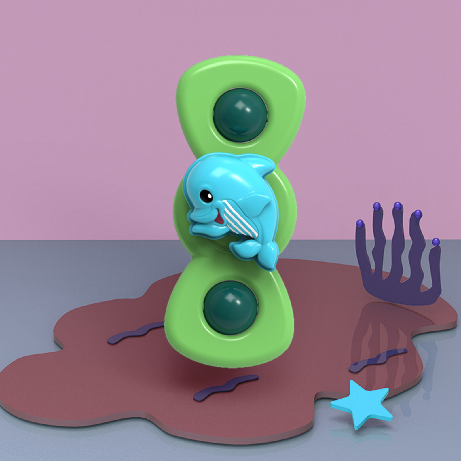 1PC Baby Bath Spinning Toy Animal Hand Spinner Toys With Suction Cups Windmill Spinner Baby Stress Decompresssion Toys
